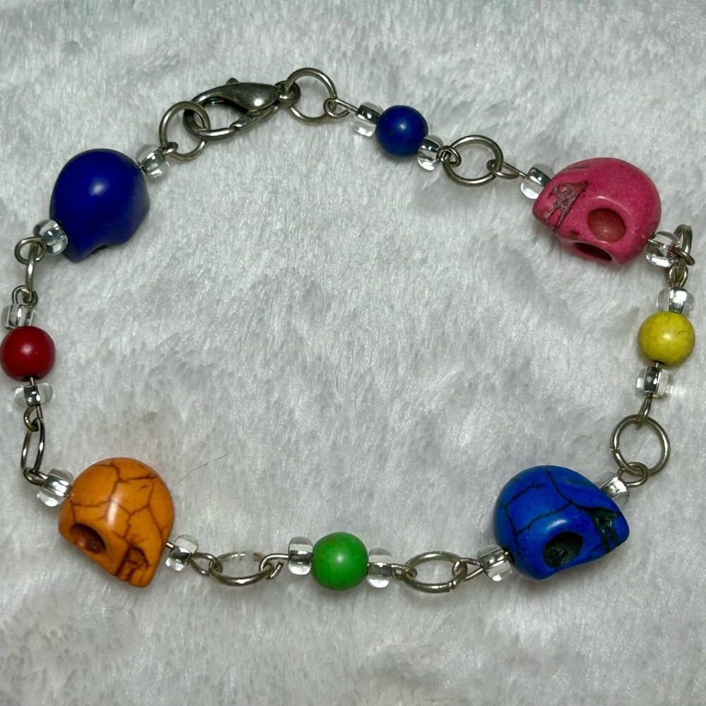 Colorful Skull Bead Bracelet